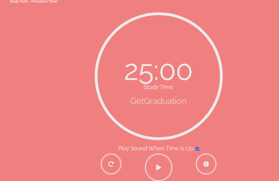 Pomodoro timer to help you focus on your studies